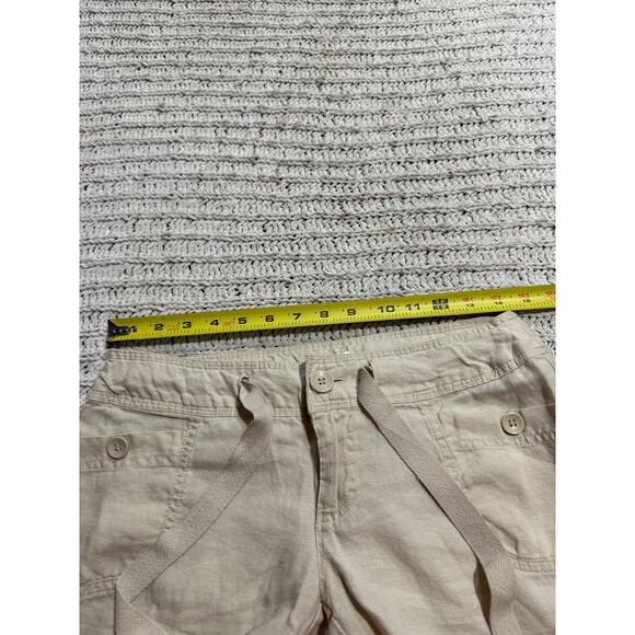 Charlotte Russe 100% Linen Pants Minimalist Womens Sz 3 Cream Adjustable Length - Picture 5 of 8